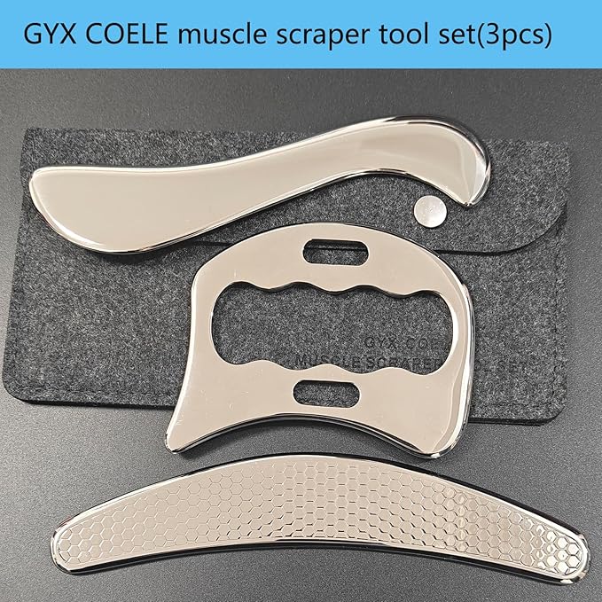 3 in 1 Professional IASTM Massage Tool Set, Stainless Steel Muscle Scraper, Physical Therapy Tools for Soft Tissue