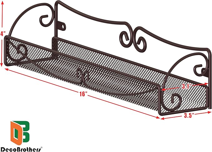 Deco Brothers Wall Mounted Single Tier Mesh Hanging Spice Rack, Set of 2, Bronze