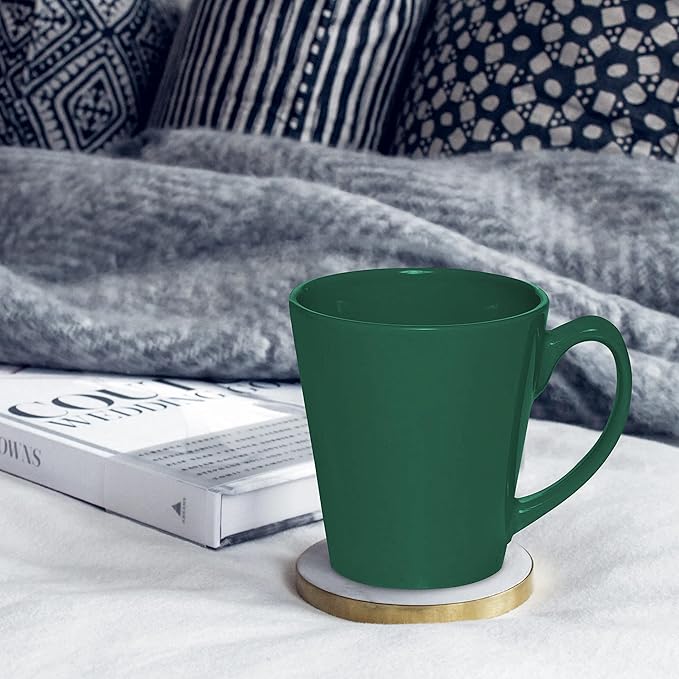 DISCOUNT PROMOS Glossy Ceramic Latte Coffee Mug 12 oz. Set of 10, Bulk Pack - Perfect for Tea, Espresso, Cappuccino, Hot Cocoa - Green