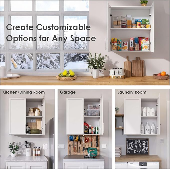 FIMELLO 30" Laundry Room Cabinets Wall Mounted,White