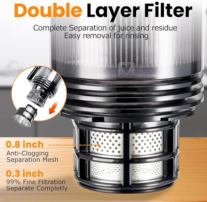 Cold Press Juicer,Slow Masticating Juicer Machines with 5.3" Large Feed Chute for Most Fruits and Vegetables,Easy to Clean Lemon Orange Juicer with 250W Motor and High Juice Yield,Deep Grey