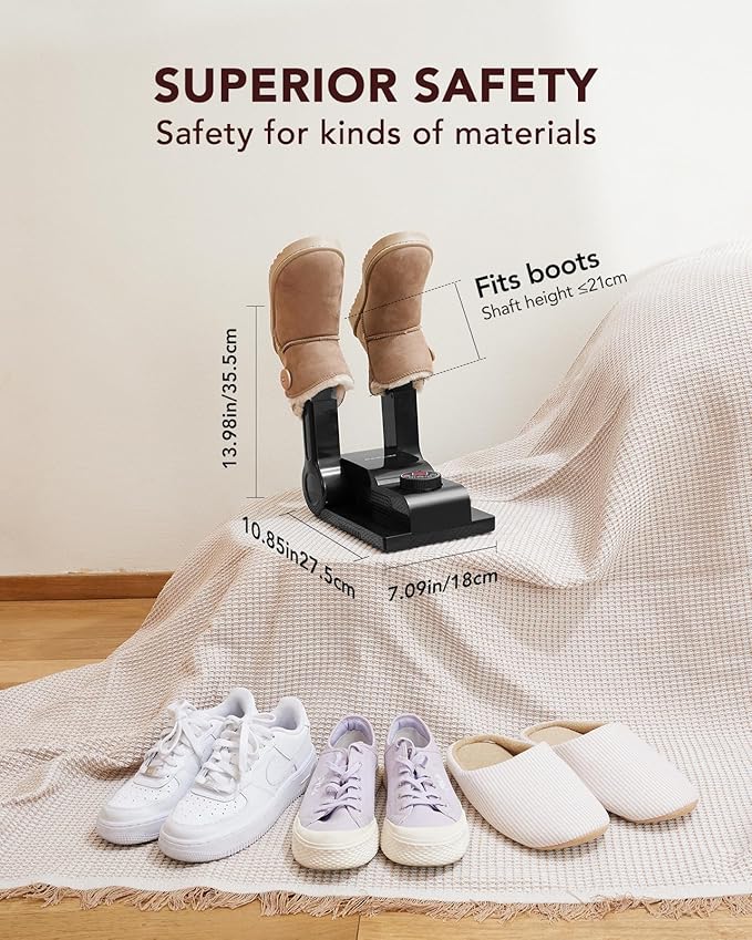 FORLIM [Upgraded Temperature Control] Boot Dryer for Work Boots - Shoe Dryer with 24-Hour Delay Timer, Portable Glove Dryer & Boot Warmer, Automatic Shut-Off Timer, Folding Design, Smart Panel, Black