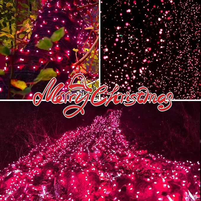 100LIGHTS PINK Extra-Bright With End Connectors Christmas Decorative Lights 5.98m UL Certified Mini String Light Set Waterproof for Home Garden Holiday Christmas Tree Party Patio Decor Wedding