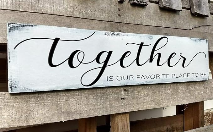 Farmhouse Bedroom Wall Art, Together is Our Favorite Place to Be,Rustic Wood Wall Hanging Quotes Master Bedroom Signs Family Plaque Home Decor for Wedding Decorations (Together) 6x16 Inch