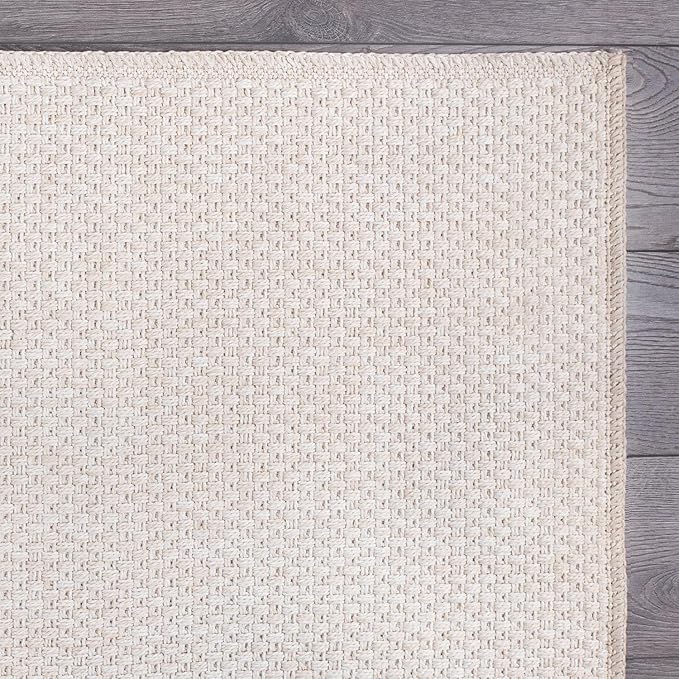 CAMILSON Easy Jute Rug 2x3, Indoor Outdoor Off-White Farmhouse Area Rugs for Living Room and Kitchen Rug, Solid Woven Design, Easy-Cleaning, Washable Outside Carpet Alfombras (2 x 3)