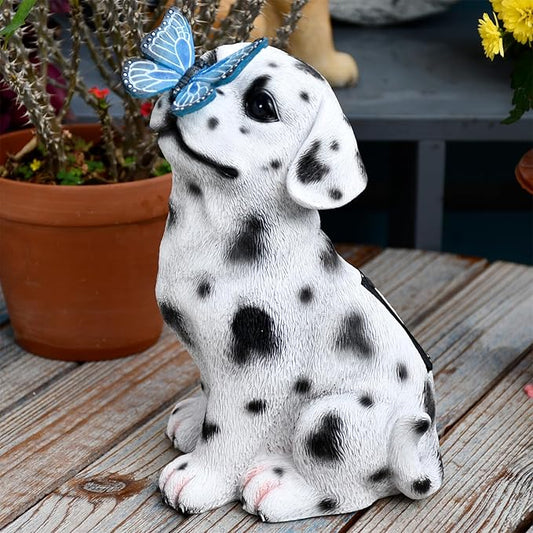 Dog Garden Figurines Outdoor Decor Solar Statue with LED Lights for Patio Lawn Yard Art Decoration Housewarming Garden Gift
