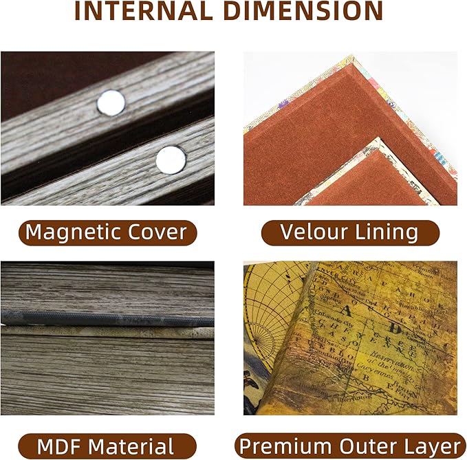 Decorative Book Box Set of 2, Trinket Keepsake Storage Boxes Book Shaped Storage Box Vintage Style Decorative Faux Books Boxes Globe Antique Books for Home Decoration Old World Map Pattern