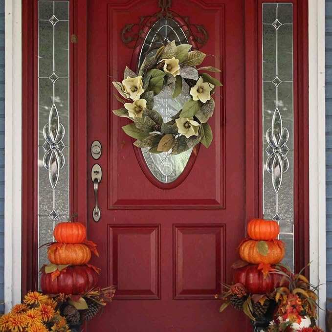 Admired By Nature 24" Magnolia Pine for Home Office Front Door Wreath, Wall Hanging Arrangement Decoration