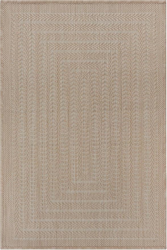 Adiva Rugs Outdoor Indoor Area Rug, Weather Resistant, Easy to Clean, Stain Resistant Floor Mat for Dining Room, Backyard, Deck, Patio (Natural Beige, 2'6" x 7')