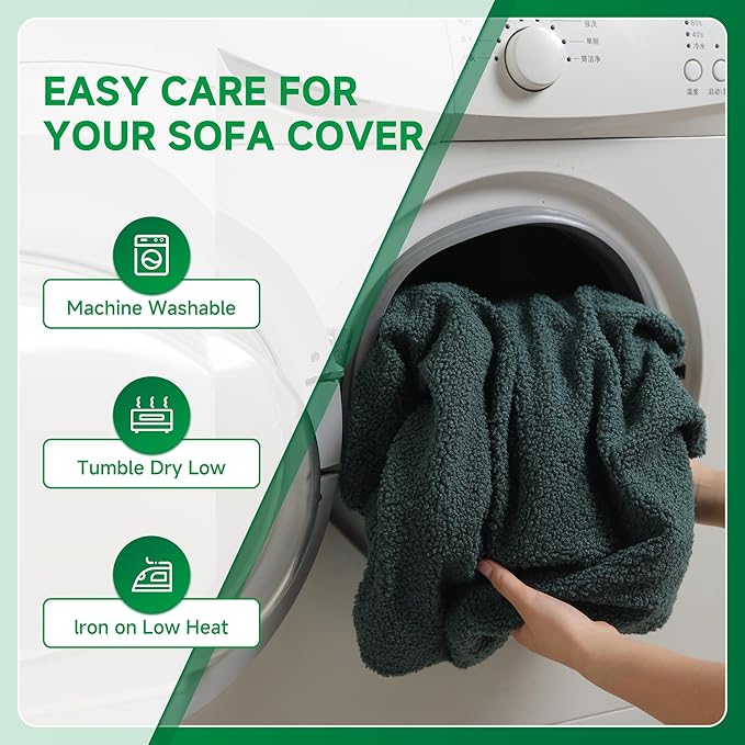 Couch Cushion Covers for Sectional Sofa, Stretch Soft Sofa Slipcovers Washable Wear-Resistant Universal Furniture Protector for Living Room(3 Seaters Covers+1 Chaise Cover, Green)