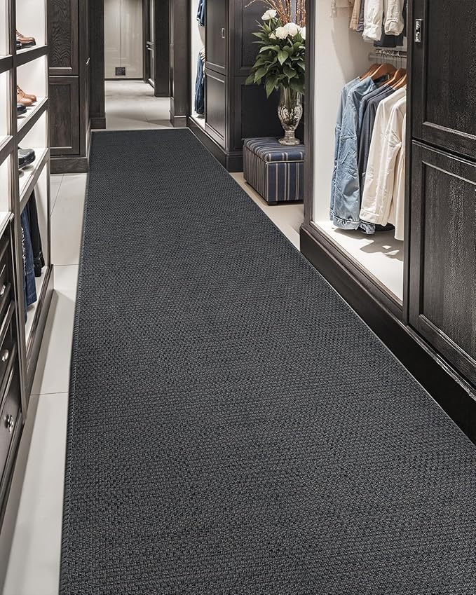 Color&Geometry Door Mat 3'x10' Runner Rug with Rubber Backing, Non Slip Washable Hallway Rug, Carpet Runners for Hallway Living Room Bedroom, Grey (Rolled-up NO Creases)