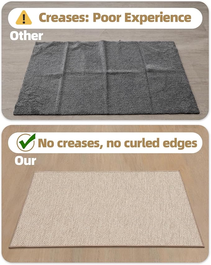 Color&Geometry Front Door Mat Indoor 17"x29", Ultra Non Slip Rubber Backed Dirt Trapper, Low Profile Thin washable, Easy Clean Entry Entryway Rug Door Mat Indoor Entrance, Khaki (Rolled-up NO Creases)