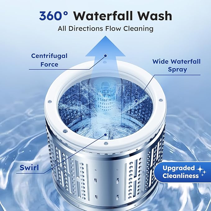 1.0 Cu.ft Portable Washing Machine for Home & Apartment, Full-Automatic Clothes Washer with 6 Water Level & 10 Wash Cycles, Drain Hose Included, White