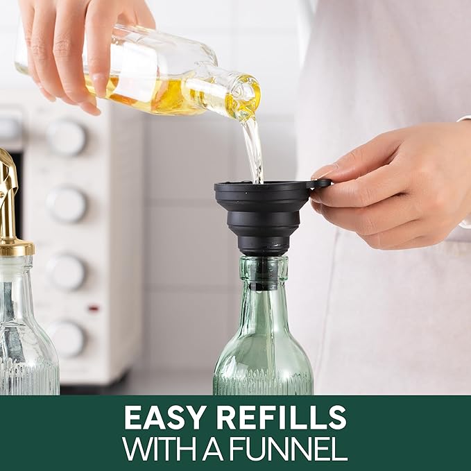 COOK WITH COLOR Glass Olive Oil Bottle Dispenser - 2 Pack- 17oz Oil and Vinegar Cruet - Olive Oil Carafe Decanter for Kitchen