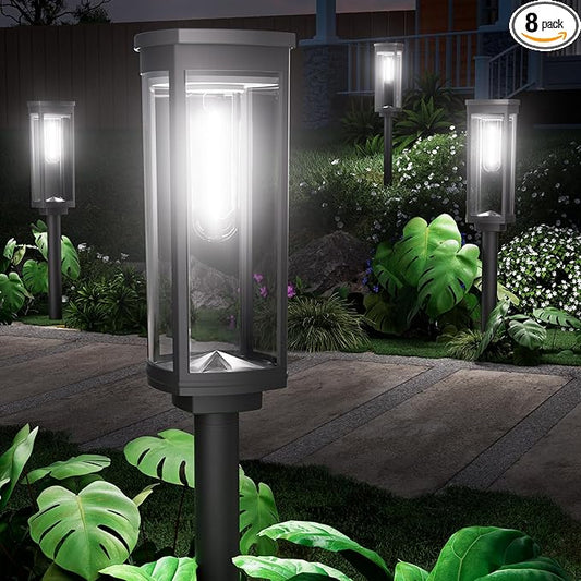 8 Pack Solar Pathway Lights Outdoor,Super Brightness IP65 Waterproof Auto On/Off Solar Path Lights, Garden Solar Powered Landscape Lighting for Outside Yard Garden Driveway Walkway Decor