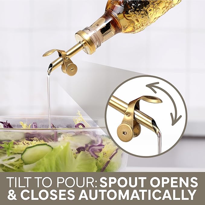 COOK WITH COLOR Glass Olive Oil Bottle Dispenser - 2 Pack- 17oz Oil and Vinegar Cruet - Olive Oil Carafe Decanter for Kitchen