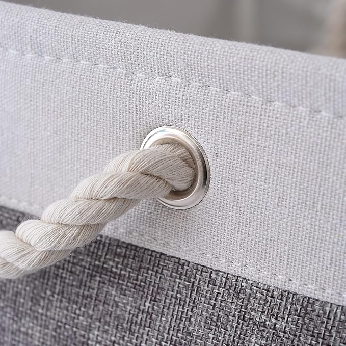 Fabric Storage Bins 12x8x5 inch [6-Pack] with Rope Handles - Decorative Baskets for Organizing