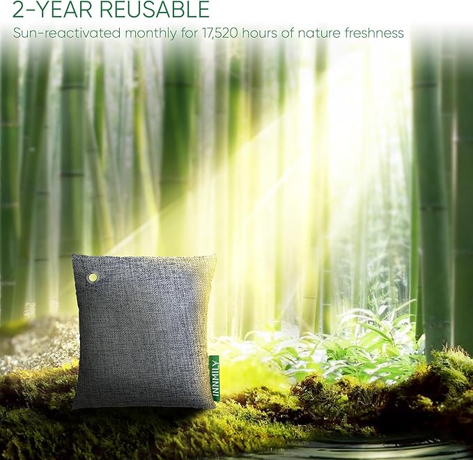 Activated Charcoal Odor Absorber, Odor Eliminator for Strong Odor,Bamboo Charcoal Air Purifying Bags for Home Car Closet Pet, Smoke Room Deodorizer (4 x 500g Large, Unscented)