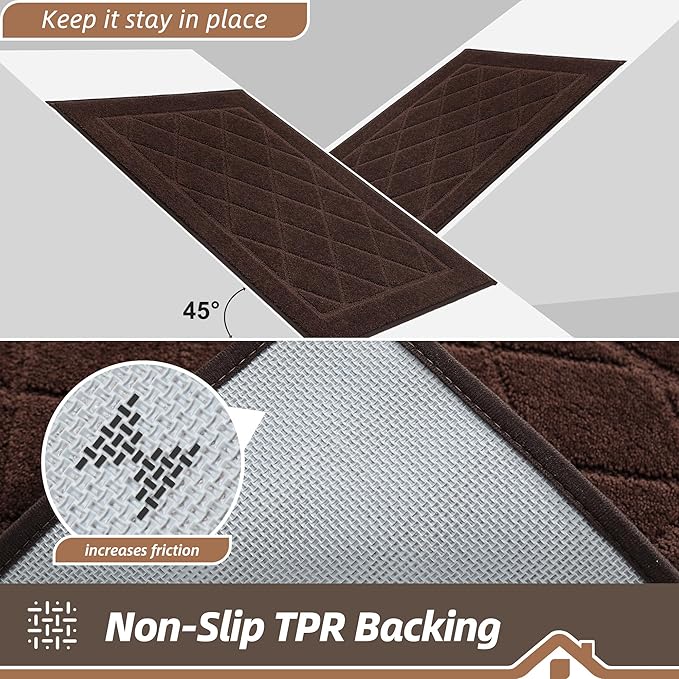 BEQHAUSE Dirt Trapper Door Mat 36" x 60", Doormat Non-Slip Entryway Rugs Washable, Dog Door Mat Stain Resistant and Absorbent Welcome Floor Mat for Front Back Door, Muddy Wet Shoes & Paws, Brown