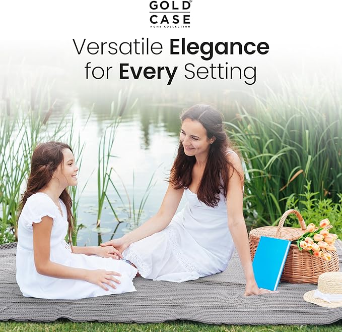 Gold Case Throw Blanket for Couch – 100% Recycled Turkish Cotton Blankets & Throws – Elegant Decorative Throw Blankets for Living Room Sofa – Woven Throws for Couch – Vintage Navy Blue – 50x60