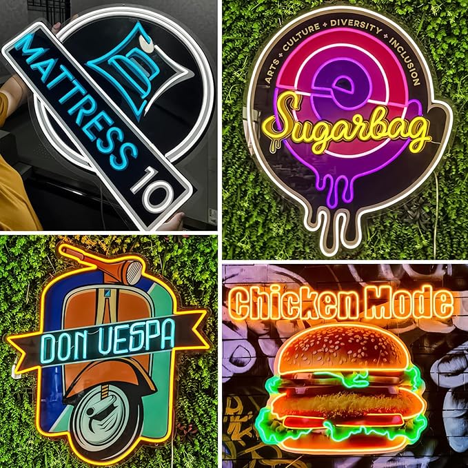 Custom Neon Sign, Personalized UV Printed LED Neon Sign LoGo Customizable for Business, Salon Beauty Nail Studios Light Up Name Sign, Images Neon Lighting Customized