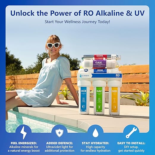 Express Water Reverse Osmosis Alkaline Ultraviolet Water Filtration System – 100 GPD (Deluxe Chrome Faucet)