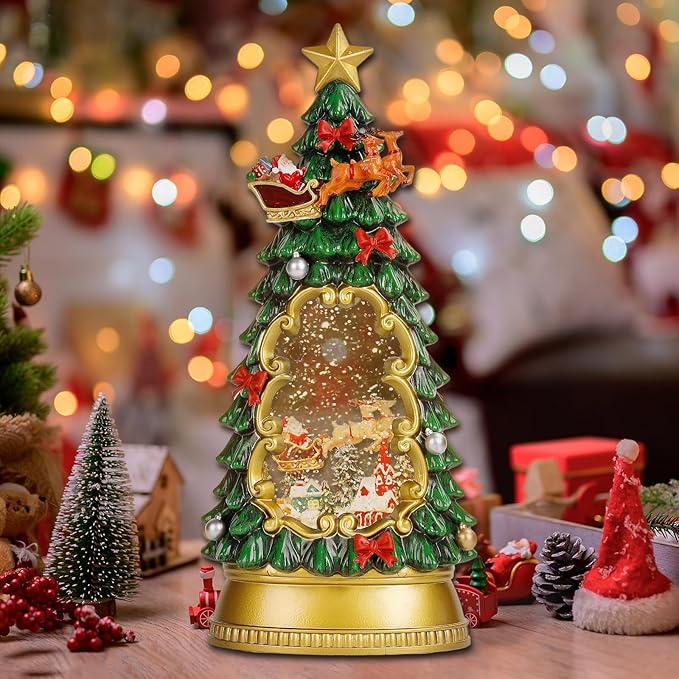 Christmas Snow Globes,with Musical and 6 Hour Timer,Snow Globes Lights, Christmas Indoor Decorations, Christmas Tree Decorations,USB & Battery Powered,Christmas Christmas Santa Claus