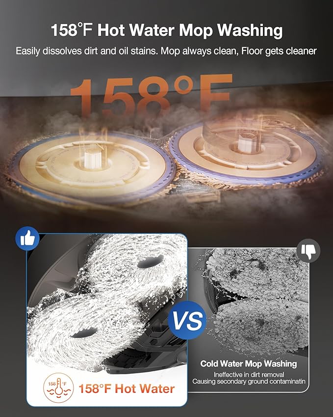 ECOVACS DEEBOT T30S Combo Robot Vacuum and Mop, All in One Cleaning Hub, 11000Pa, ZeroTangle Technology, TruEdge Adaptive Edge, Dual Self-Emptying, Hot Water Washing