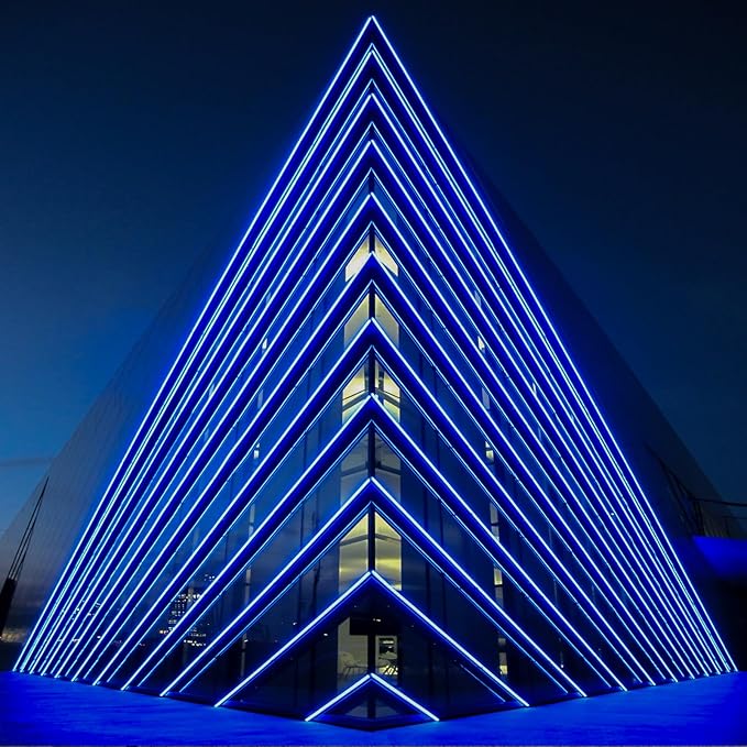 GZBtech Flexible LED Neon Rope Lights 16.4FT,AC 110-120V Waterproof Neon Strip Light, 120LEDs/M Cuttable Connectable Rope Lighting for Indoor Outdoor Home Decor/Commercial Building Use-Blue 5M