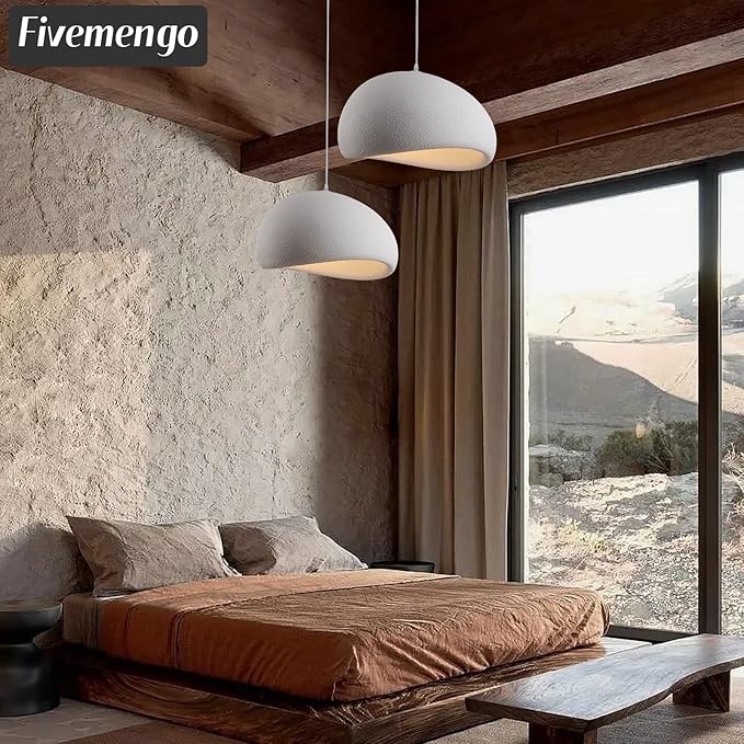 15.7in Wabi Sabi Pendant Lights Kitchen Island Lighting Fixture Ceiling Mount White Modern Japanese Lamp Japandi Chandelier for Dining Living Room Hallway Bedroom Restaurant Hanging Lamp