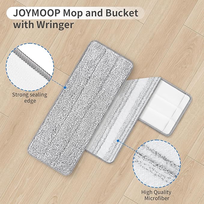 10Pcs Joymoop Mop Replacement Pads, 13 * 4.9'' Universal Mop Pads Mop Head Refills Washable Wet Mop, Compatible with Most 11-13” Size Mops