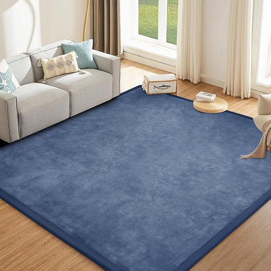 Baby Play Mat 1.2" Thick Memory Foam Nursery Rug Area Rug, 9’2” X 6’7” Yoga Mat Playmat Crawling Mat for Baby,Toddlers,Infants,Kids,Floor Mat Tatami Mat for Living Room with Non-Slip(Blue)