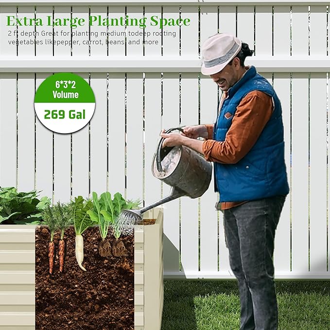 6x3x2 ft Raised Garden Bed, Large Metal Planter Raised Beds, Planters for Outdoor Plants for Vegetables, Flowers, Herbs, Fruits, and Succulents.(4 Pcs, Yellow)