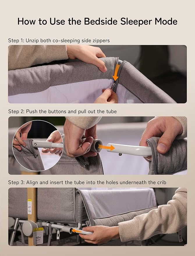 Baby Bassinet Bedside Sleeper, besrey Bedside Bassinet for Newborn Infant with Comfy Mattress, 9 Height Positions, Adjustable Bedside Crib with 360° Swivel Wheels Bassinet for Baby with Storage Basket