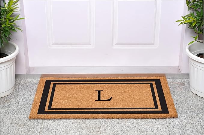 Calloway Mills 152962436L Black Border 24" x 36" Monogram Doormat, (Letter L)