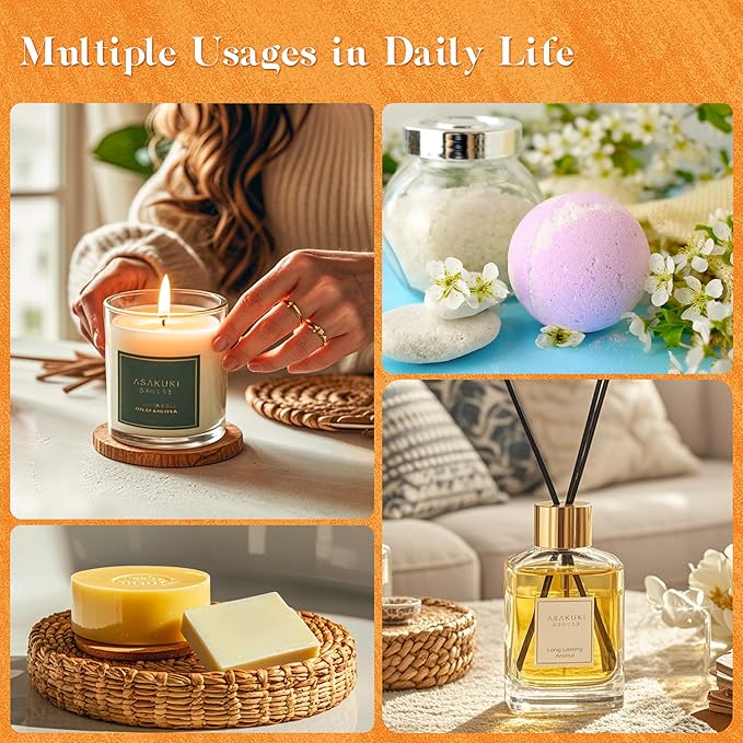 ASAKUKI Essential Oils for Diffusers for Home, Fragrance Oil for Candle Making, Peppermint, Vanilla Cupcake, Sparkling Cinnamon, Spiced Pumpkin, Christmas Wreath and Apple Cinnamon 6 x 10 ml