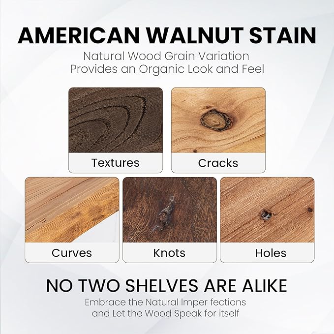 Floating Shelves for Wall, 36" Live Edge Solid Elm Wood Floating Shelf, Wall-Mounted Display Shelves with Invisible Heavy-Duty Metal Bracket, Floating Shelf for Kitchen (Natural, Set of 2)