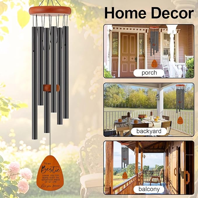 Bestie Gift for Women, Friend Gifts for Women, Unique Friendship Sister Gifts for Birthday, Mothers Day, Christmas, 32 Inch Wind Chimes Gift for Home Decor