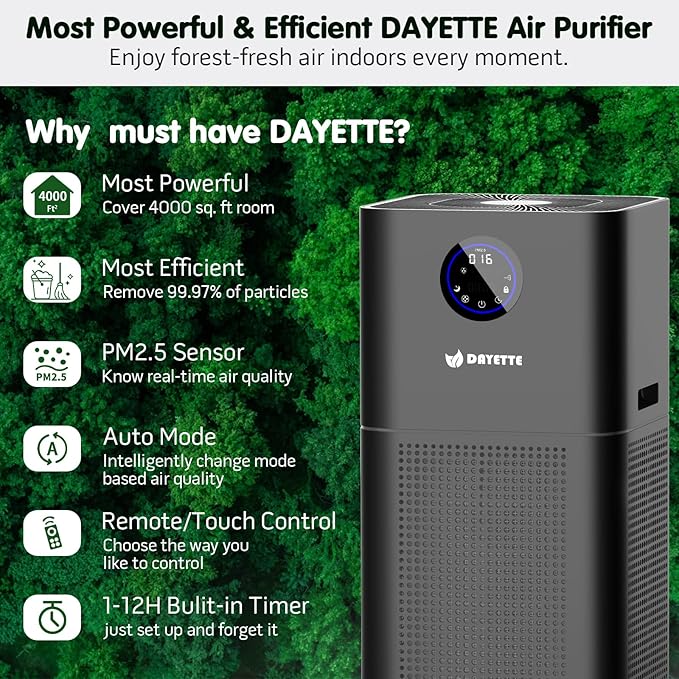 Air Purifier for Home Pets Dander in Bedroom, Covers Up to 4000 ft², 4-in-1 Filter with HEPA sleep mode, Remove Dust Smoke Pollutants Odor (AP403)
