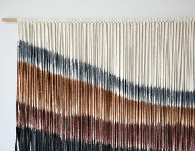 Flber Macrame Wall Hanging Macrame Wall Decor Large-Scale Tie-Dye Tapestry Living Home Room Wall Decor 57" Wx 35" L