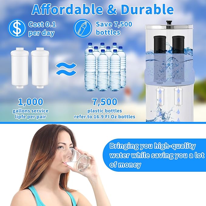 4 Pack Fluoride Water Filter,Replacement for PF-2® Fluoride Filters, Fluoride and Arsenic Filter Compatible with Berkey Gravity Filtration System、 Big、 Travel、 Royal、Imperial and Crown Series