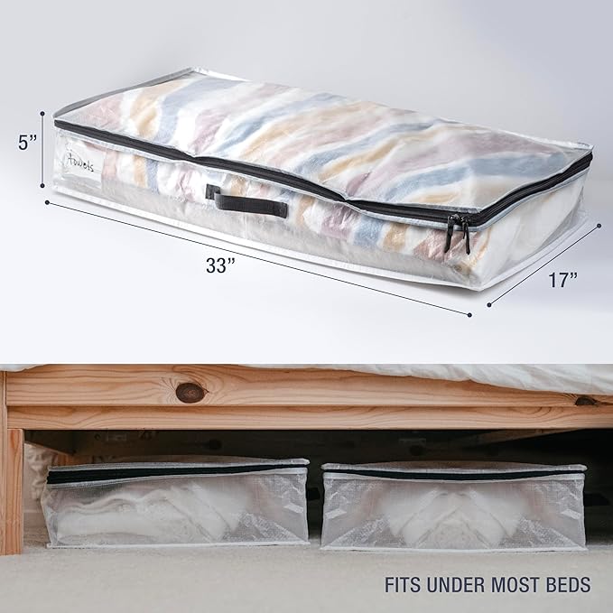 CleverMade Under Bed Storage Bag - Collapsible Storage for Shoes and Clothes Easy Use - Heavy Duty Utility Bag Home