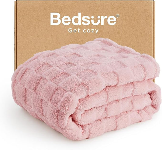 Bedsure GentleSoft Twin Blanket for Bed Blush Pink - Super Soft Cozy Blankets for Women Men Girls, Cute Fuzzy Fleece Throws for Bedroom Couch, 60x80 Inches
