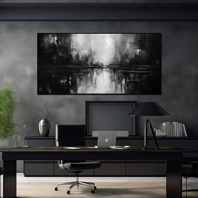 Abstract Painting Canvas Wall Art Living Room Black Wall Decor for Bedrom Home Office Decor Large Picture Frames for Wall 29 x 58 Inch