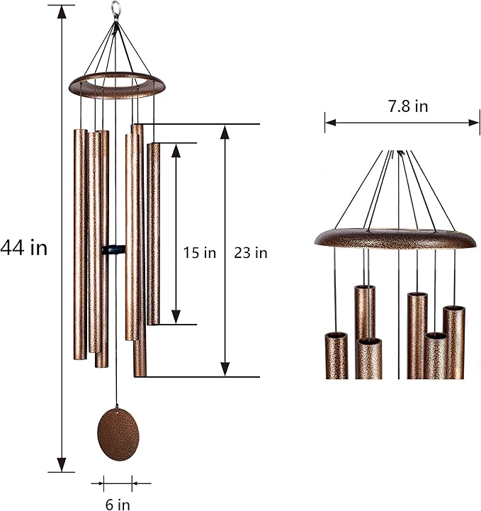 44 Inch Wind Chimes for Outside Deep Tone Sound Like Church Bell Rings Memorial Mother Day Copper Vein 1pcs Thickness of Tube is 2.8mm Taiwan Made