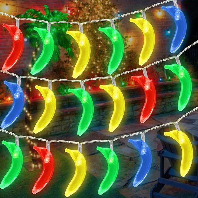 Couah [ 8 Modes & Timer ] Tropical Fruit Banana String Lights, 16 FT Summer String Lights with 30LED Banana Lights, Summer Fairy Lights Battery Operated for Tropical Beach Party Birthday Summer Decor