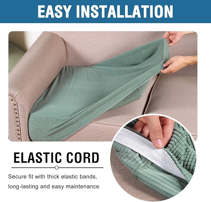 H.VERSAILTEX Super Stretch Stylish Cushions Covers/Furniture Cover Spandex Jacquard Small Checked Pattern Super Soft Slipcover Washable Individual