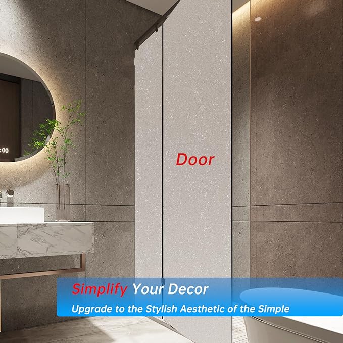 Frosted Glass Window Privacy Film Decorative, Bathroom Privacy Film for Glass Windows Cover, Static Cling, Removable, Reusable, Anti-UV, Anti-Glare, Heat Blocking,(Flash Point Pure, 45.2×157.4Inch)