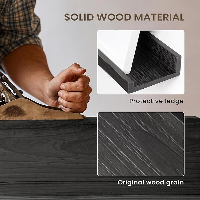 Floating Shelves for Wall, Picture Ledge Shelf 55 Inch Solid Wood Set of 2, Rustic Wall Shelves with Lip, Kids Bookshelf, Photo & Picture Live Edge Floating Shelves for Bedroom, Living Room, Kitchen