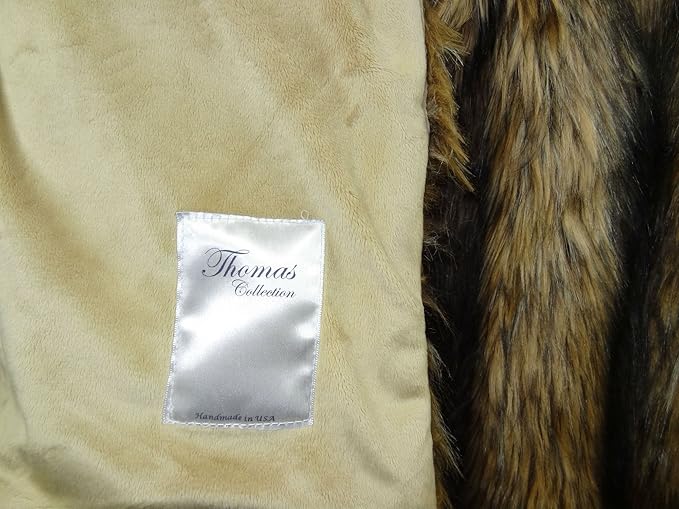 Brown Faux Fur Throw Blanket and Bedspread Caramel and Coffee Colors, Realistic Faux Brown Wolf - Light & Dark Brown Faux Fur - Luxury Throw Blanket, Made in USA, 16406